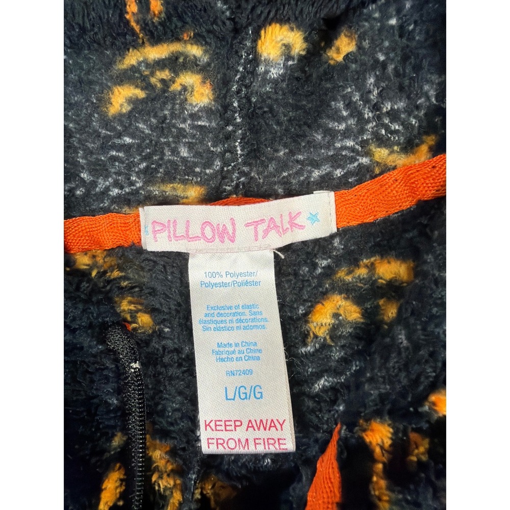 Pillow Talk Womens Halloween Pumpkin Fleece Hooded One Piece Pajamas Large 0899 - Picture 5 of 9